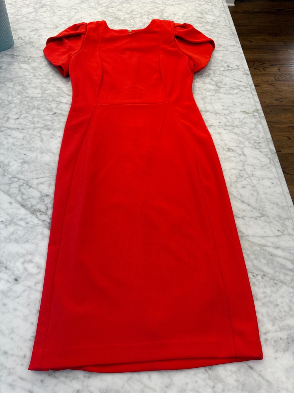 Calvin Klein Red Puff-Sleeve Sheath Dress - Women